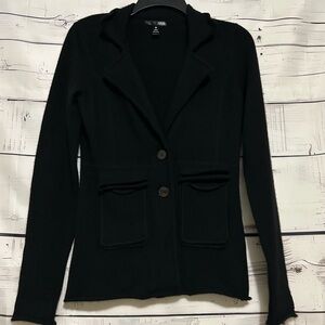 Aqua Cashmere | Women's Black Button Pocket Cashmere Sweater Cardigan Size XS
